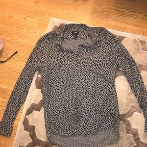 Gray and black polka dot button down